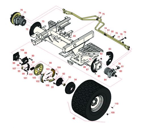 Replaces Toro 5210-D , 5410-D, 5510-D & 5610-D Front Wheel Brakes & Hydraulics